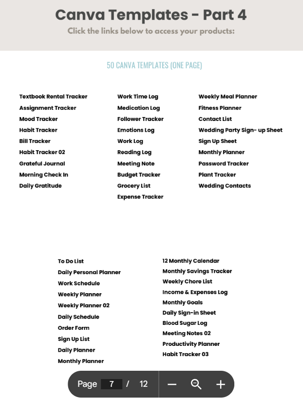 7500+ Editable Done for You Templates - Trackers, Journals & Planners